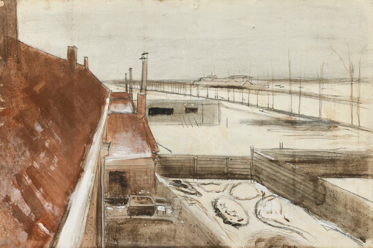Kilátás a Vincents stúdió ablakából télen II (1883) alkotó: Vincent van Gogh