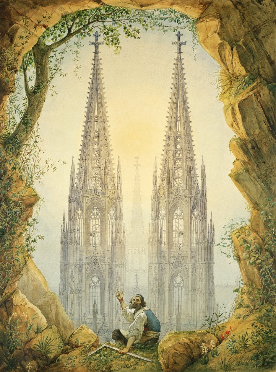 Vízió a kölni dóm elkészült tornyairól, 1861 alkotó: Vincenz Statz