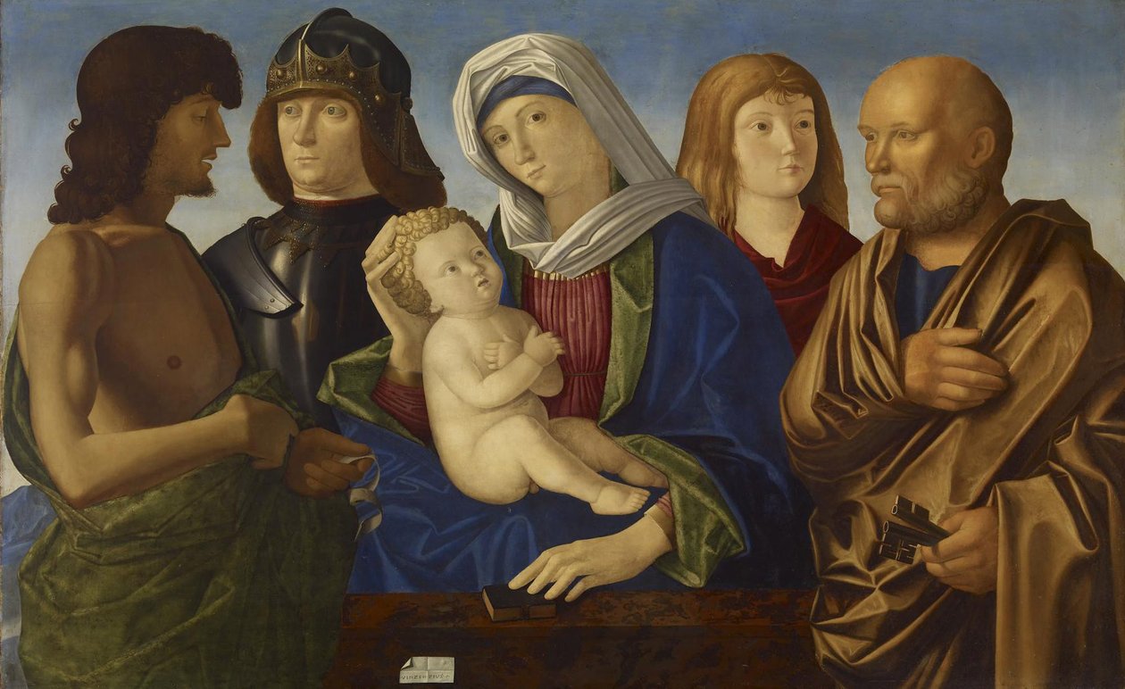 Madonna és gyermek négy szenttel, 1500 körül (festmény a panelen) alkotó: Vincenzo di Biagio Catena