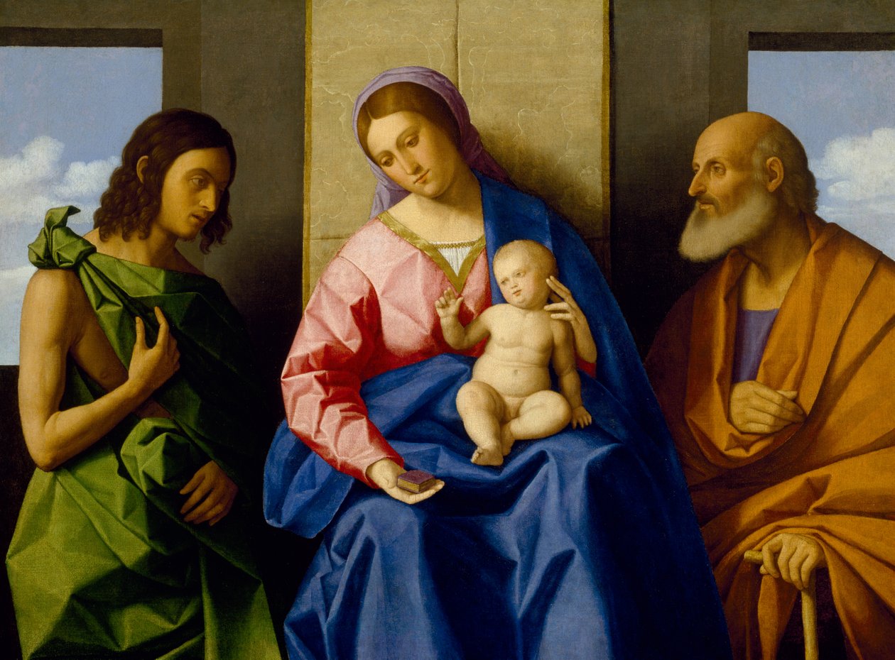 Szűz és gyermek Keresztelő Jánossal és Józseffel szentekkel, 1525 körül alkotó: Vincenzo di Biagio Catena
