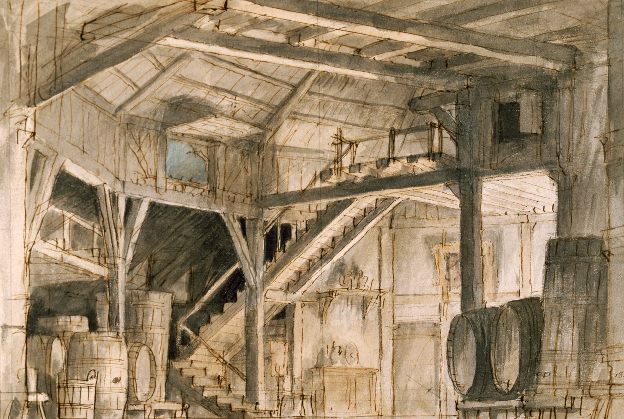 Díszlet: Francesco Bagnara, Norma számára, Vincenzo Bellini (1801-1835) operája, a velencei La Fenice Színházban alkotó: Vincenzo Bellini
