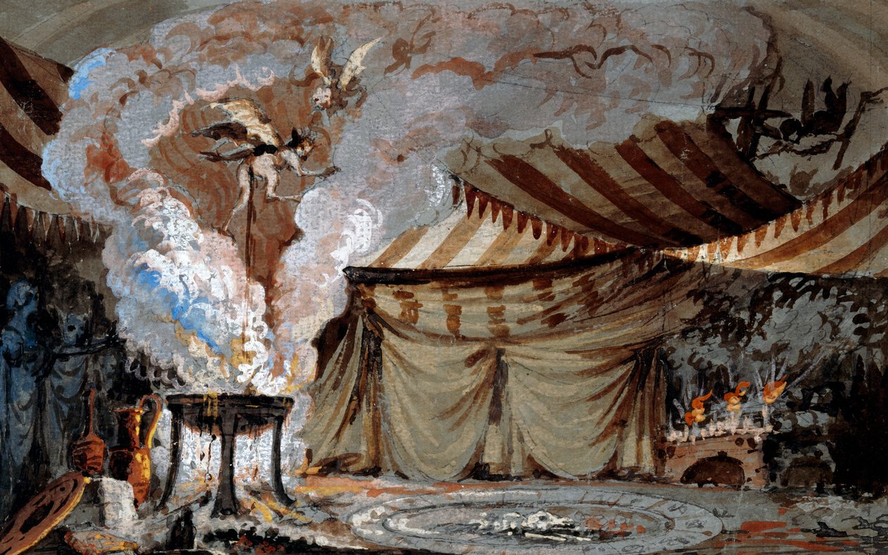 Vázlat a bergamói Teatro Sociale boltozatához (akvarell) alkotó: Vincenzo Bonomini