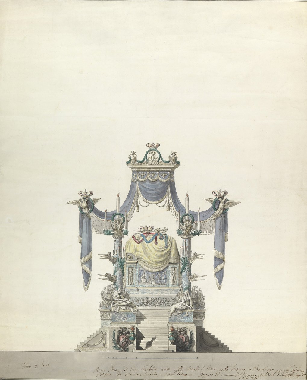 Katafalk Nagy Katalin oroszországi császárné számára Front Elevation., 1796. alkotó: Vincenzo Brenna