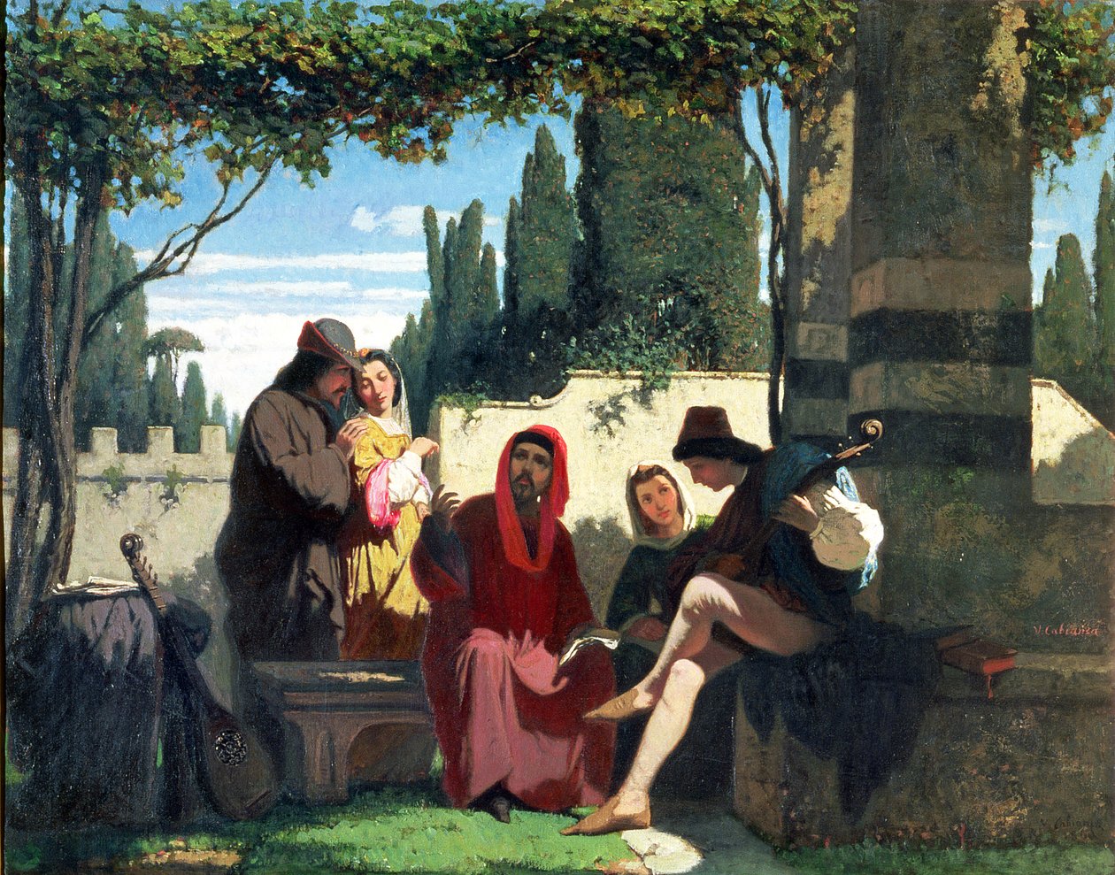 Firenzei trubadúrok a 14. században, 1860 alkotó: Vincenzo Cabianca
