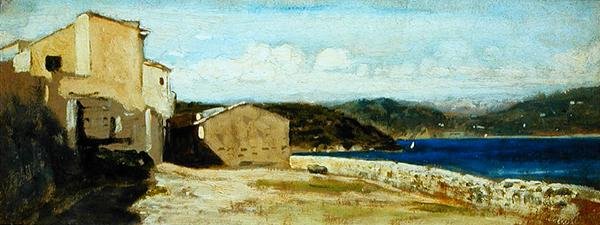 Házak Lericiben (olaj, panel) alkotó: Vincenzo Cabianca