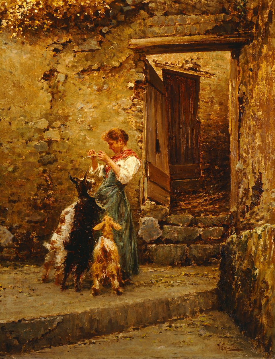 Paraszt kecskékkel (olaj, vászon) alkotó: Vincenzo Caprile