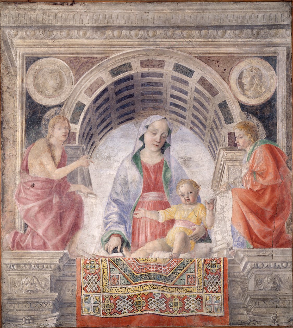 Madonna és Gyermek és Szentek Keresztelő János és Joavnni Evangelista alkotó: Vincenzo Foppa