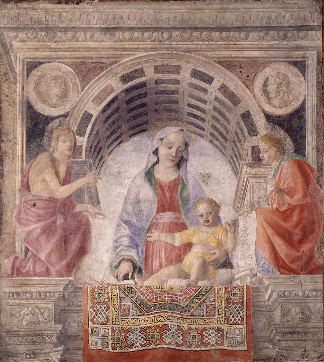 Madonna és gyermeke Keresztelő Jánossal és János evangélistával, 1485 alkotó: Vincenzo Foppa