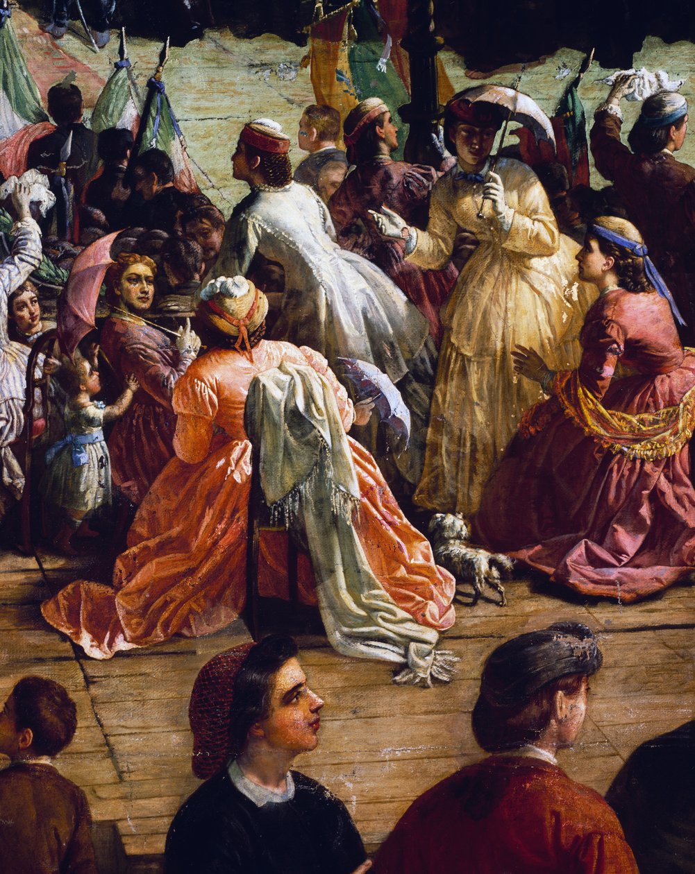 II. Vittorio Emanuele Dante emlékművének felavatásán a firenzei Piazza della Signoria téren 1865-ben, részlet alkotó: Vincenzo Giacomelli