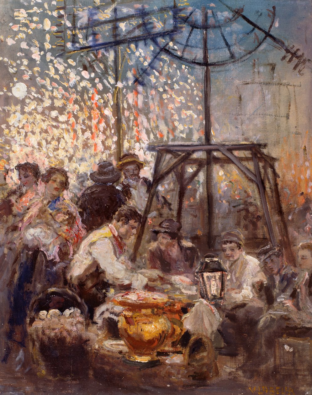 Polipárbajáró Piedigrotta-ban, Vincenzo La Bella (1872-1954) alkotó: Vincenzo La Bella