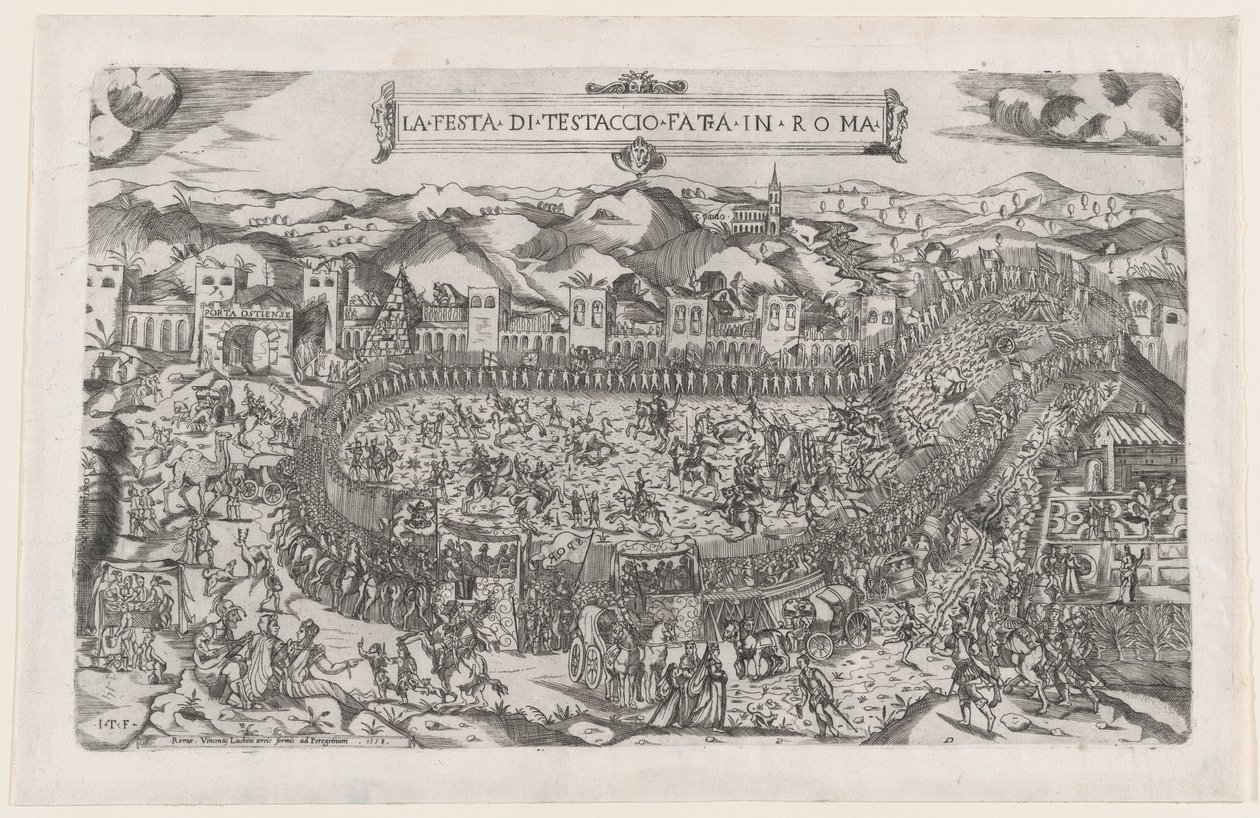 A római nagyszerűség tükre: karneváli játékok a római Testaccio-hegyben, 1558., 1558 alkotó: Vincenzo Luchino