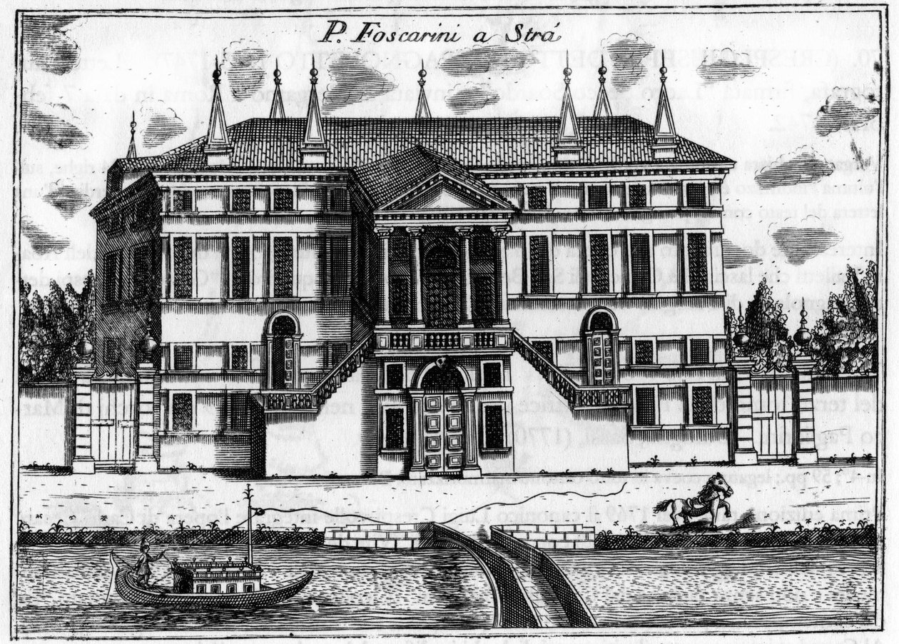 A palota (Palazzo) Foscarini Stranban Velence mellett. Vincenzo Coronelli (1650-1718) „Velence szingularitásában” című művében. alkotó: Vincenzo Maria Coronelli
