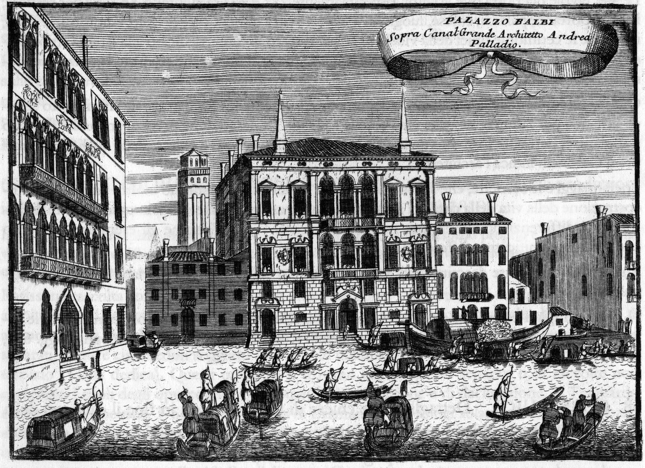 Velence Olaszország: A Palazzo Balbi Andrea Palladio építész alkotása Vincenzo Coronelli (1650-1718) „Velence egyedülállósága” című művében. alkotó: Vincenzo Maria Coronelli
