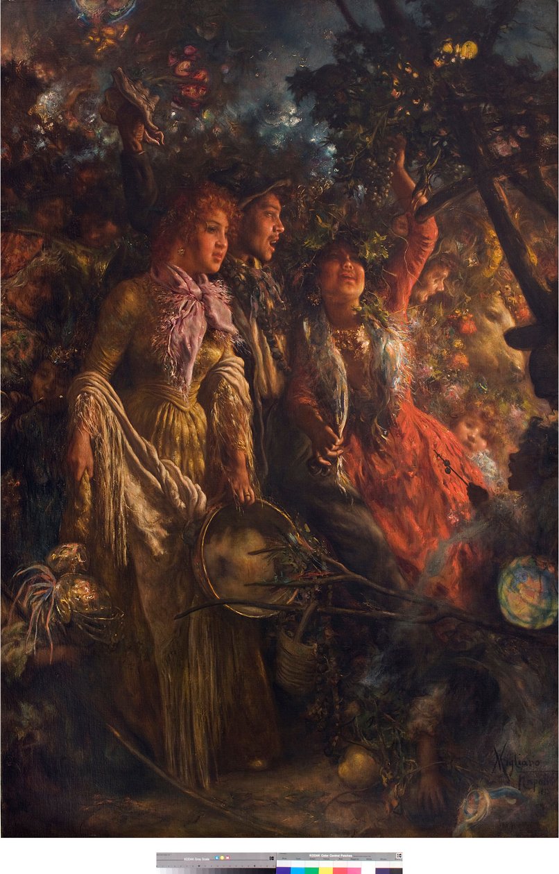 Műfaji jelenet vagy aratás (szüret) Vincenzo Migliaro (1858-1938) festménye 1895 Magángyűjtemény alkotó: Vincenzo Migliaro