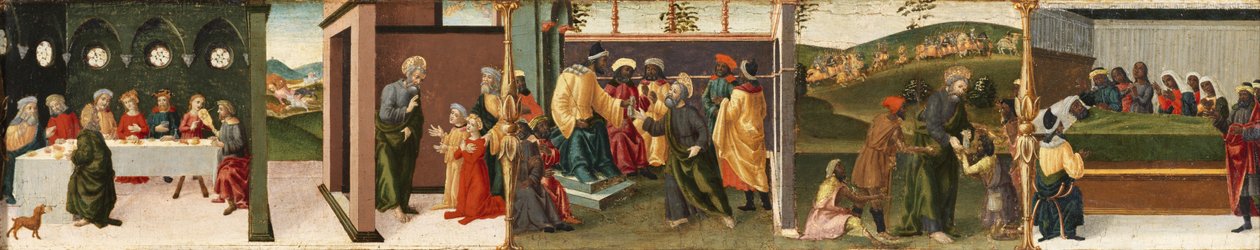 Szent Tamás apostol története – Szent Tamás megkereszteli Gundaphorust és más epizódok, 1480-1500 alkotó: Vincenzo di Antonio Frediani