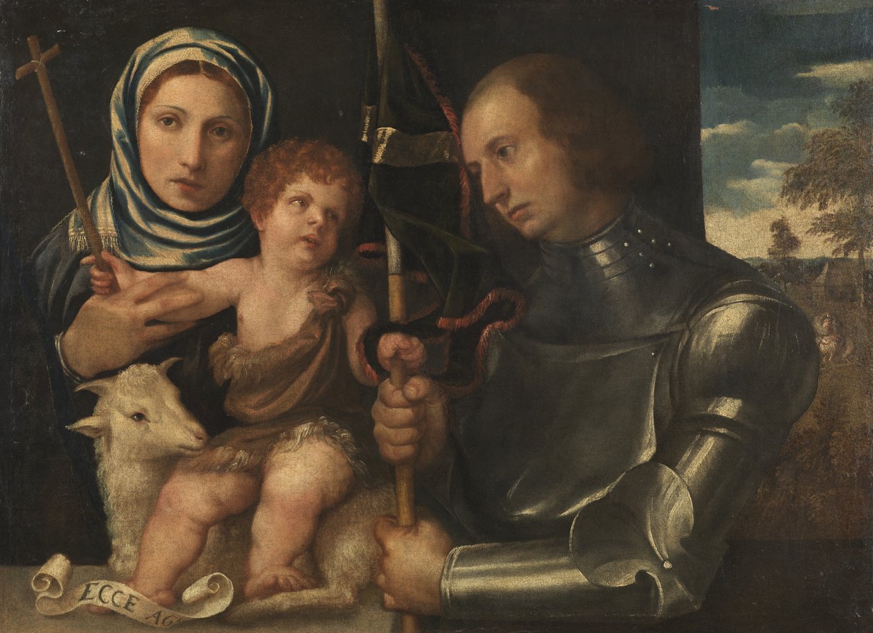 Szent János csecsemő egy női szenttel és egy harcos szenttel, 1510-20 alkotó: Vincenzo di Biagio Catena