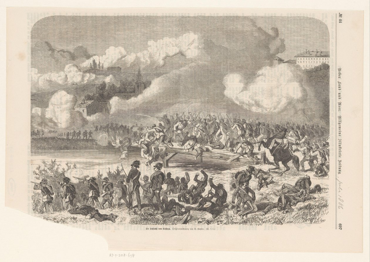 Custoza-i csata, 1866 Die Schlacht con Custoza (cím a tárgyon) alkotó: Vinzenz Katzler