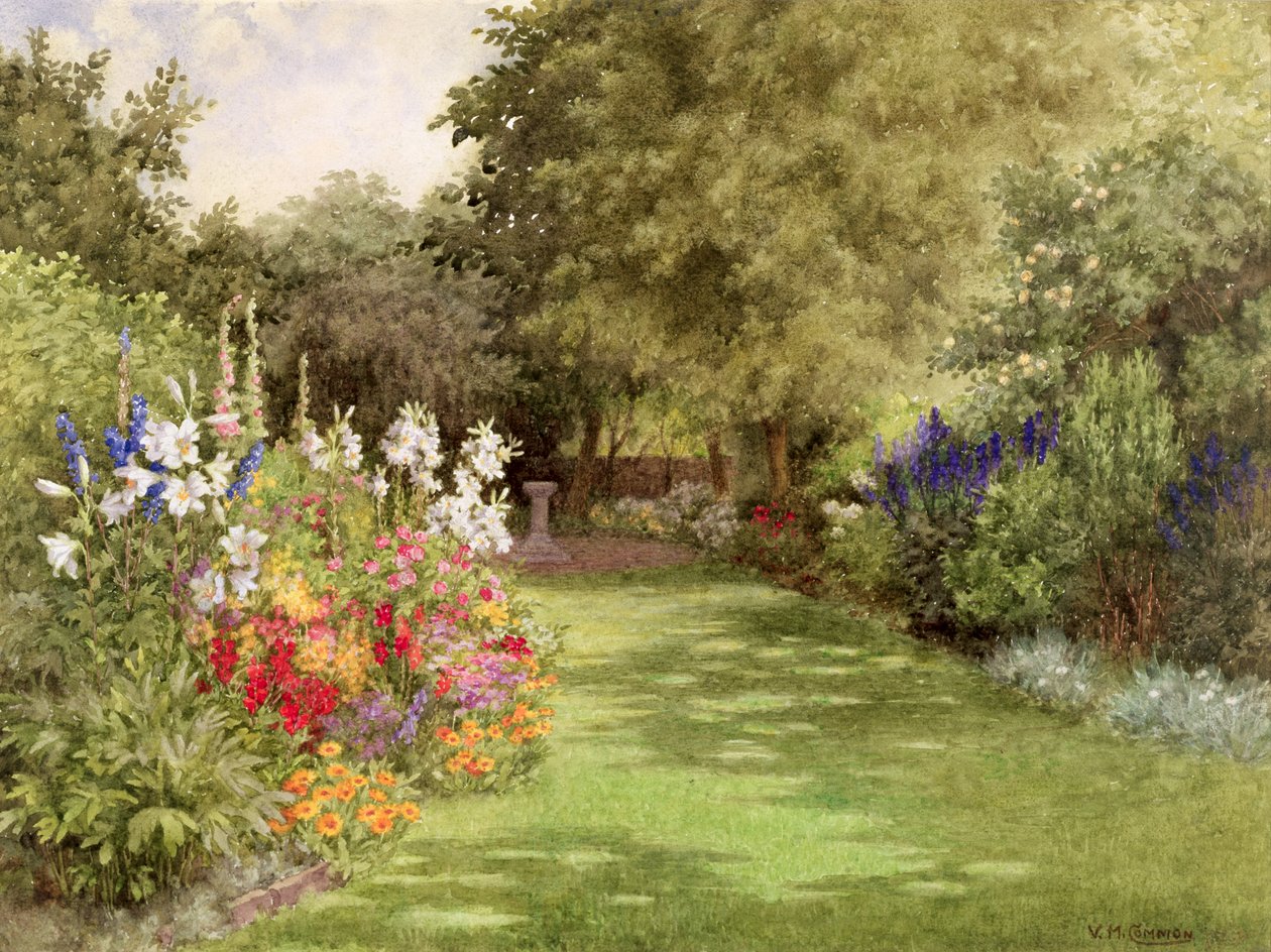 Egy kert júliusban, 1910 körül (wc papíron) alkotó: Violet Common