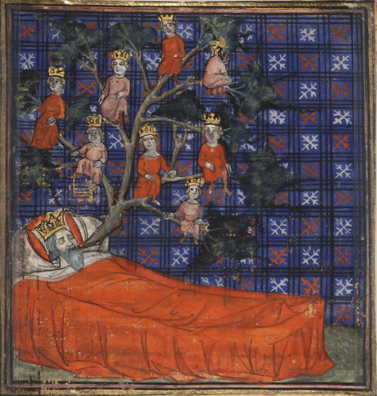 Jesse fája Guiart des Moulins bibliatörténetéből, 1400-1415 alkotó: Virgil Master