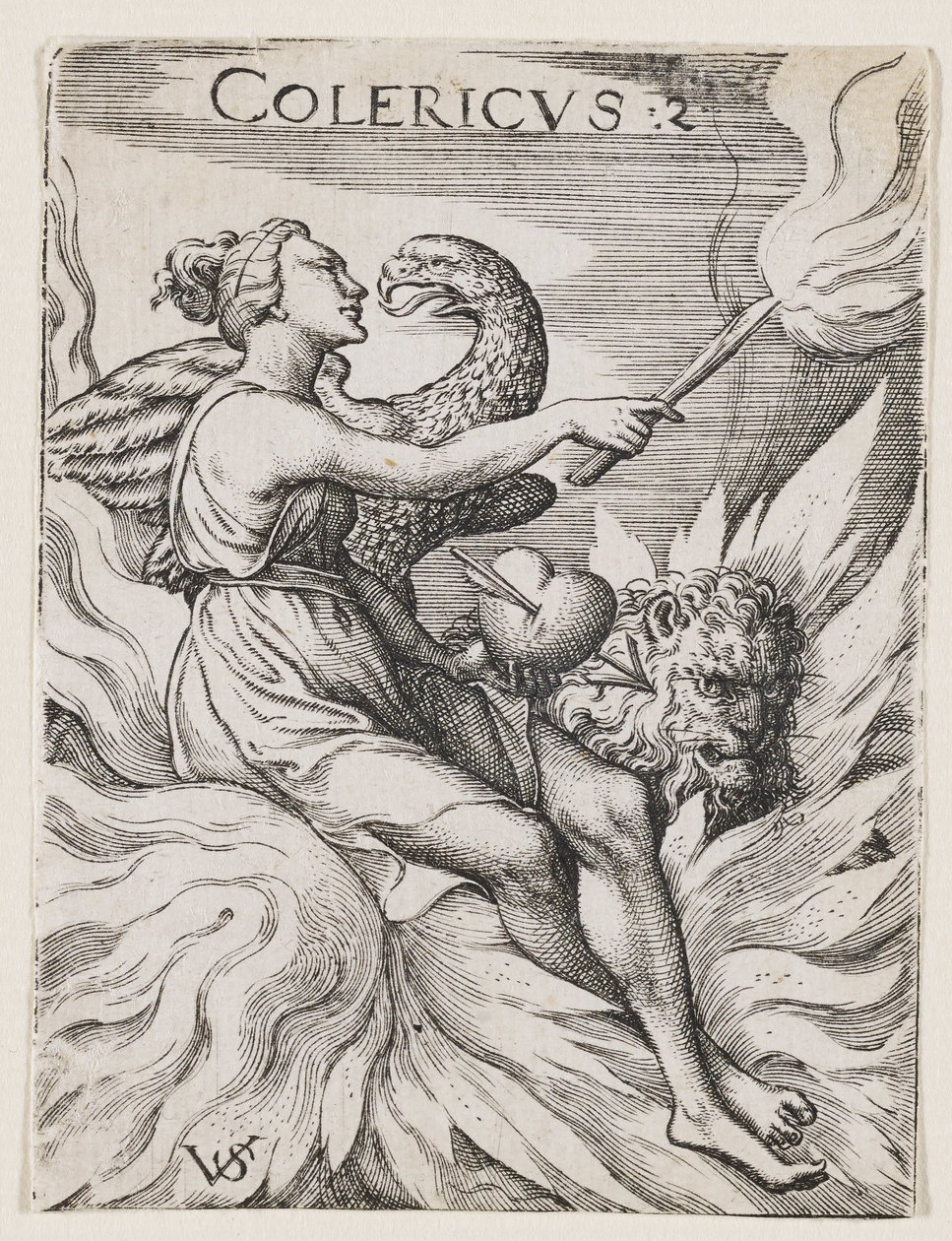 Kolerikus temperamentum, 1530-62 körül (metszet) alkotó: Virgilius the elder Solis