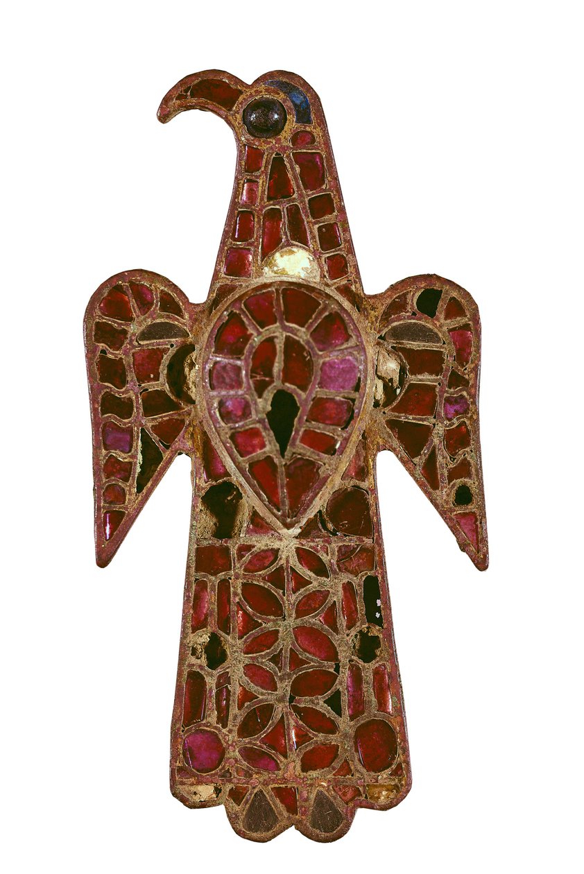 Mohó alakú vizigót fibula, 6. század, bronz és üvegpaszta a technikai zárdánál alkotó: Visigothic Visigothic
