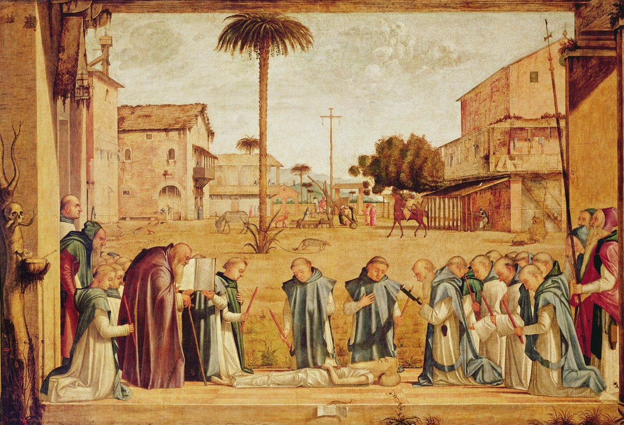 Szent Jeromos temetése, 1507-1509 körül alkotó: Vittore Carpaccio