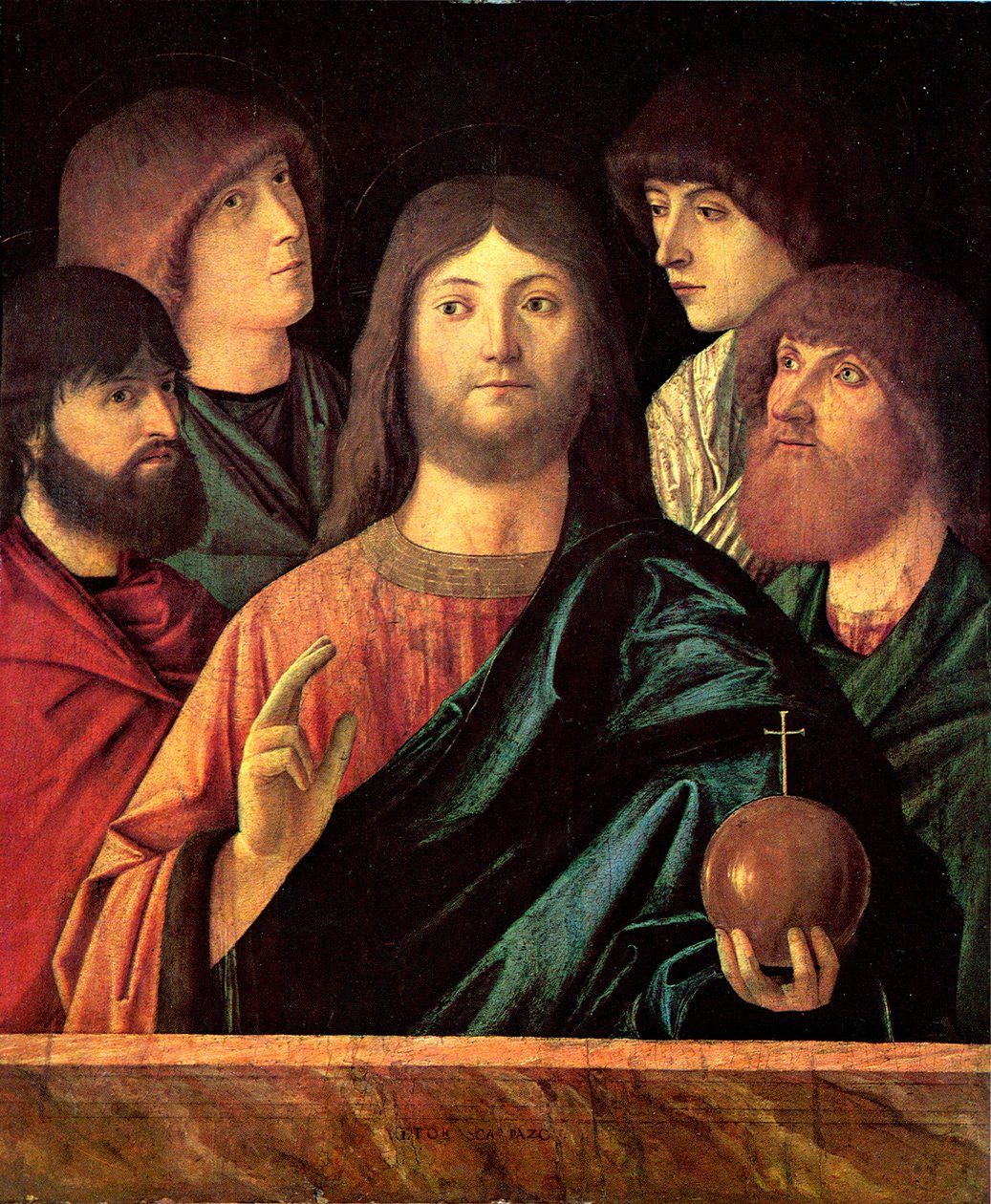 A Szabadító négy apostolt áld meg alkotó: Vittore Carpaccio