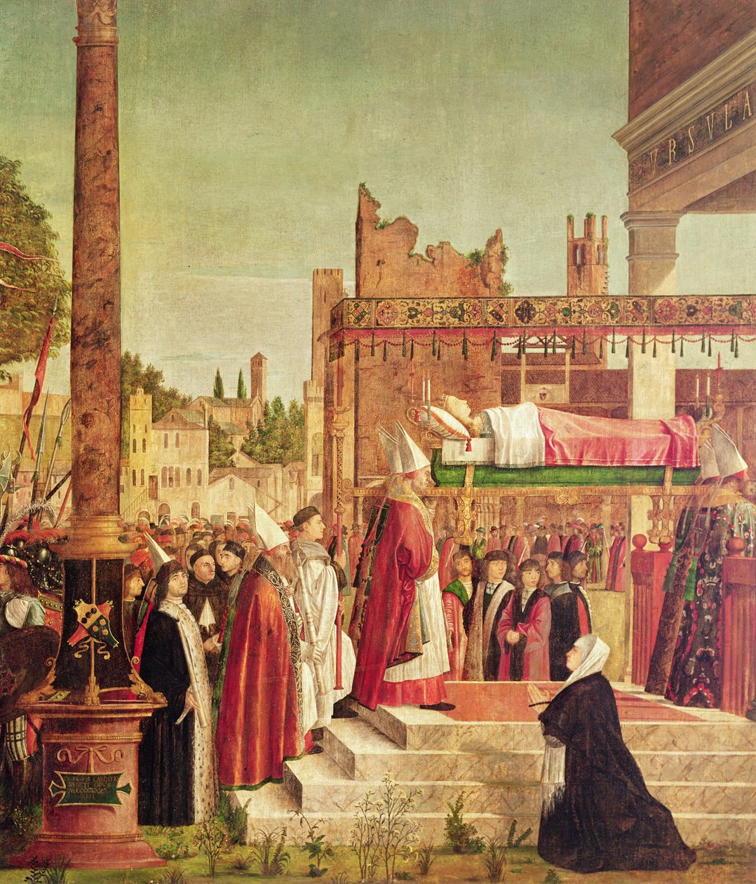 Részlet a zarándokok vértanúságáról és Szent Orsolya temetéséről, a Szent Orsolya-ciklusból, 1490-94 (329461 részlet) alkotó: Vittore Carpaccio