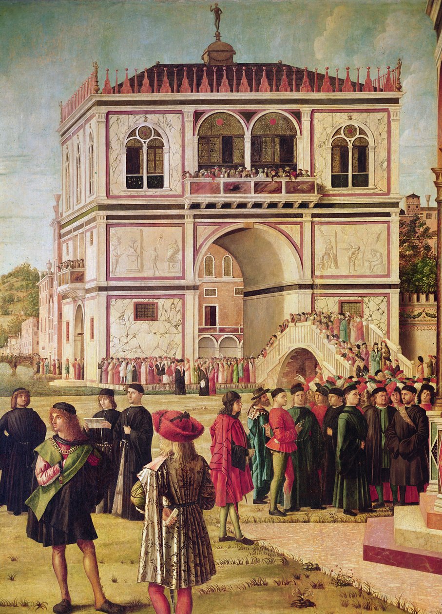 Részlet az angol nagykövetek visszatéréséről, a Szent Orsolya-ciklusból, 1490-96 körül (51114. részlet) alkotó: Vittore Carpaccio