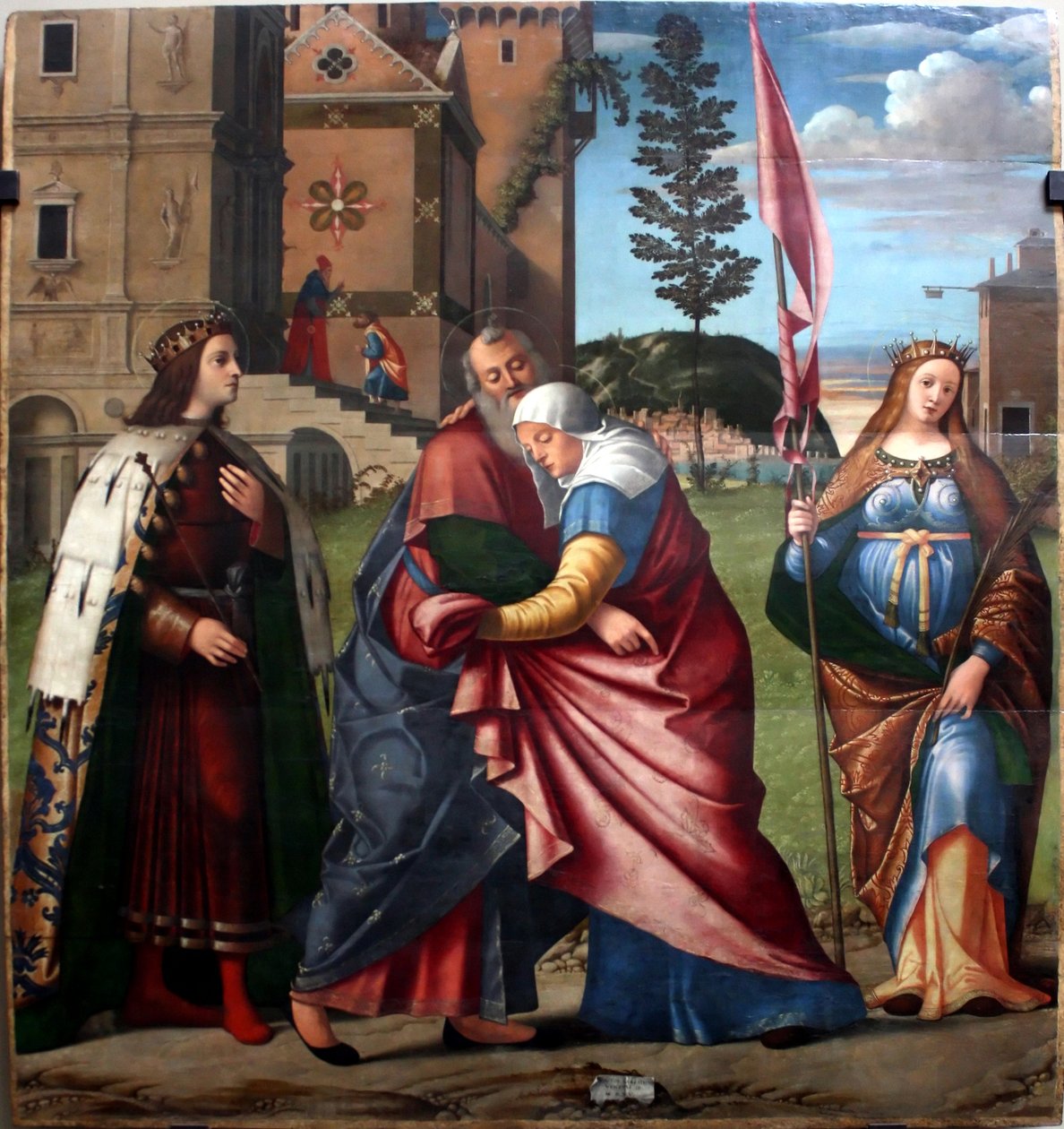 Joachim és Anna találkozója IX. Szent Lajosnal és Szent Liberával alkotó: Vittore Carpaccio