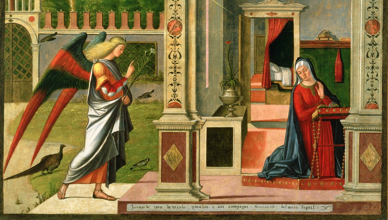 Az Angyali üdvözlet olaj a panelen 120955 részlet alkotó: Vittore Carpaccio