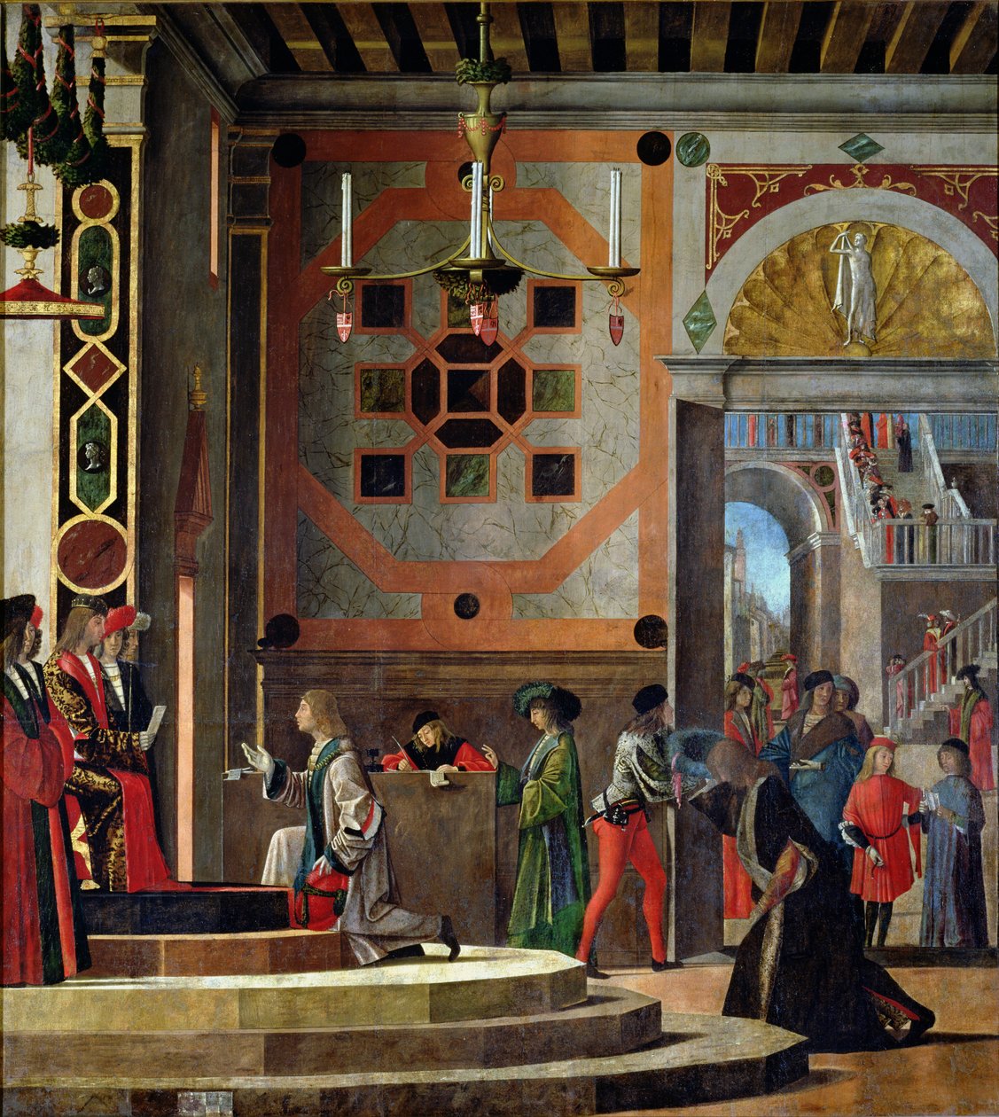 Az angol nagykövetek távozása a Szent Orsolya ciklusból, 1498 alkotó: Vittore Carpaccio