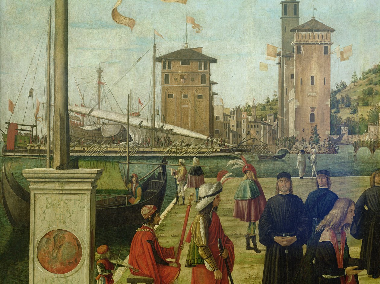 A nagykövetek visszatérése, a Szent Orsolya ciklusból, 1490-94 részlet az 51114-ből alkotó: Vittore Carpaccio