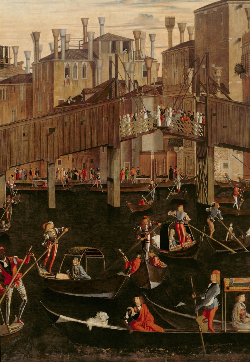 Fa Rialto híd, az Igaz Kereszt ereklyéjének csodájából, 1494 részlet a 29232-ből alkotó: Vittore Carpaccio