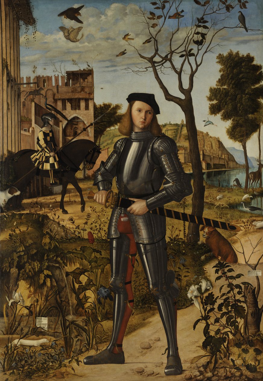 Fiatal lovag a tájban alkotó: Vittore Carpaccio