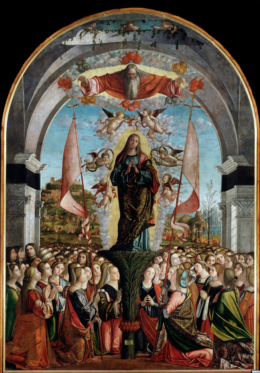 Szent Orsolya életciklusa: Szent Orsolya apoteózisa (utolsó epizód). (olaj a panelen alkotó: Vittore Carpaccio