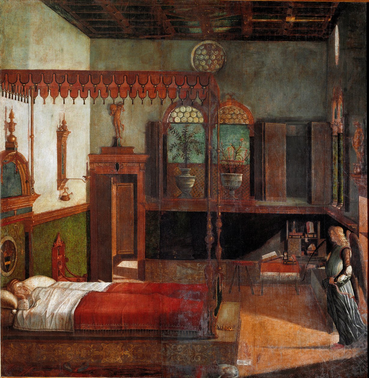 Szent Orsolya életének ciklusa: Szent Orsolya álma. (Festés alkotó: Vittore Carpaccio