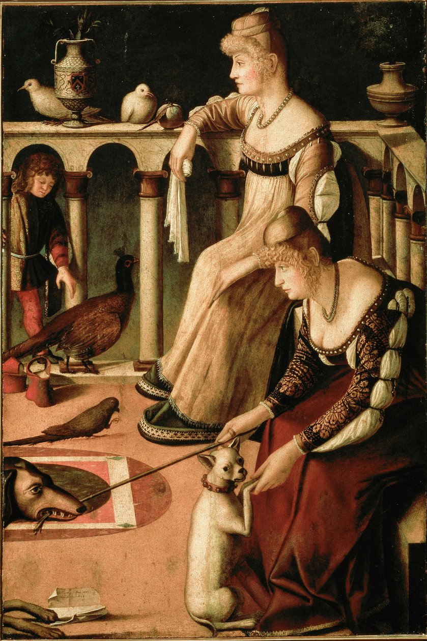 Due Lady Veneziane (Due cortigiane, két velencei nő, két udvarhölgy) alkotó: Vittore Carpaccio