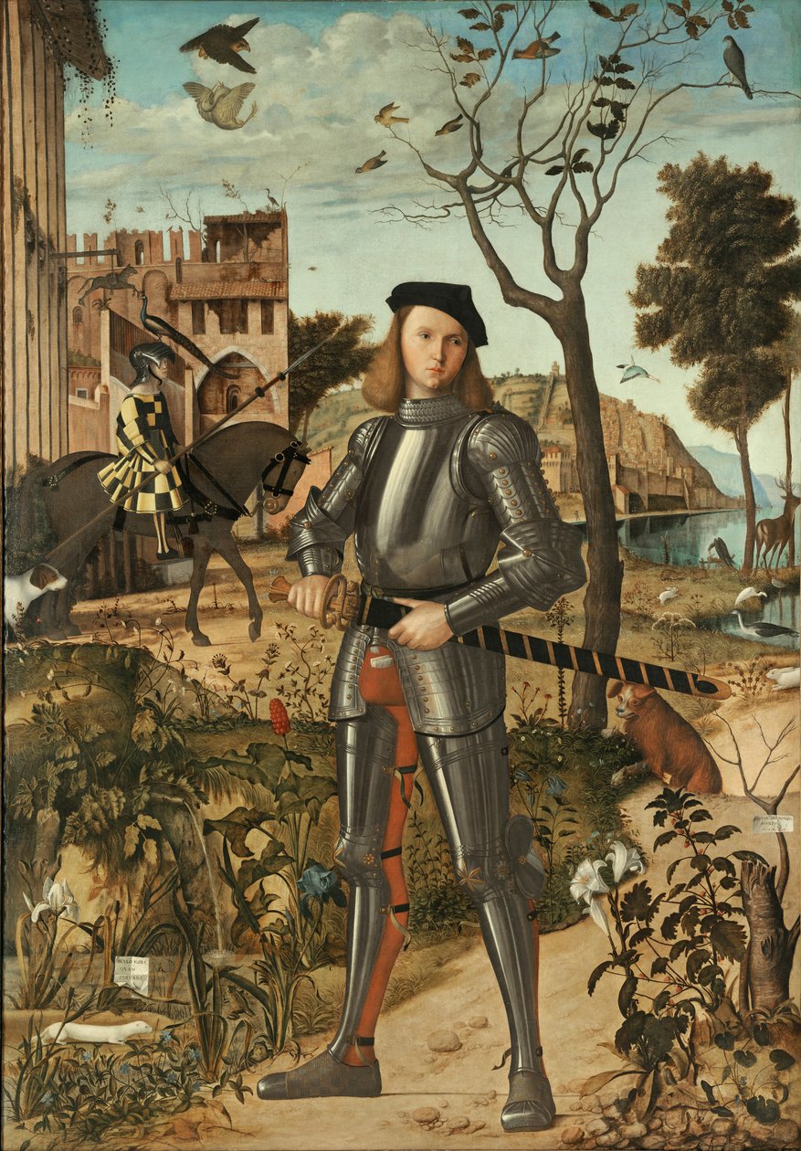 Fiatal lovag a tájon alkotó: Vittore Carpaccio