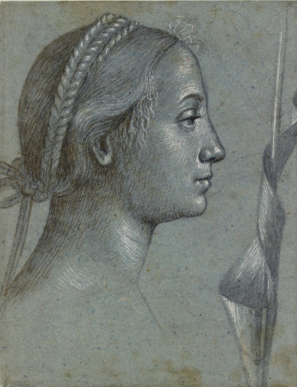 Egy nő feje zászlóval egy lengyel körül, 15. század vége alkotó: Vittore Carpaccio