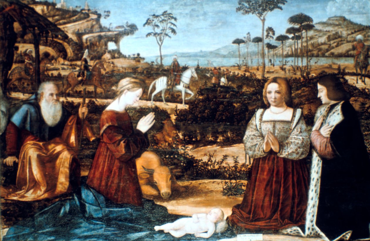 Szent Család két adományozóval, 1505 alkotó: Vittore Carpaccio