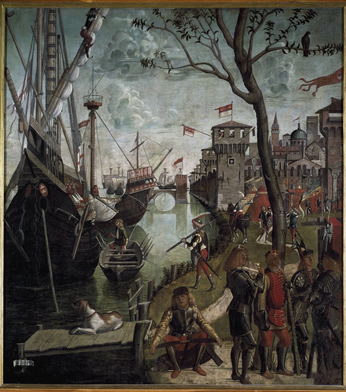 Szent Orsolya legendája: a pelerinek megérkezése Kölnbe - Olaj, vászon alkotó: Vittore Carpaccio
