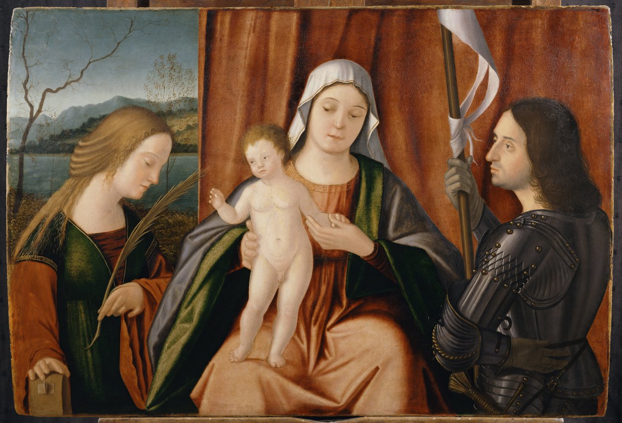 Madonna és gyermeke Alexandriai Katalin szentekkel és Györggyel vagy Liberale-lel alkotó: Vittore Carpaccio