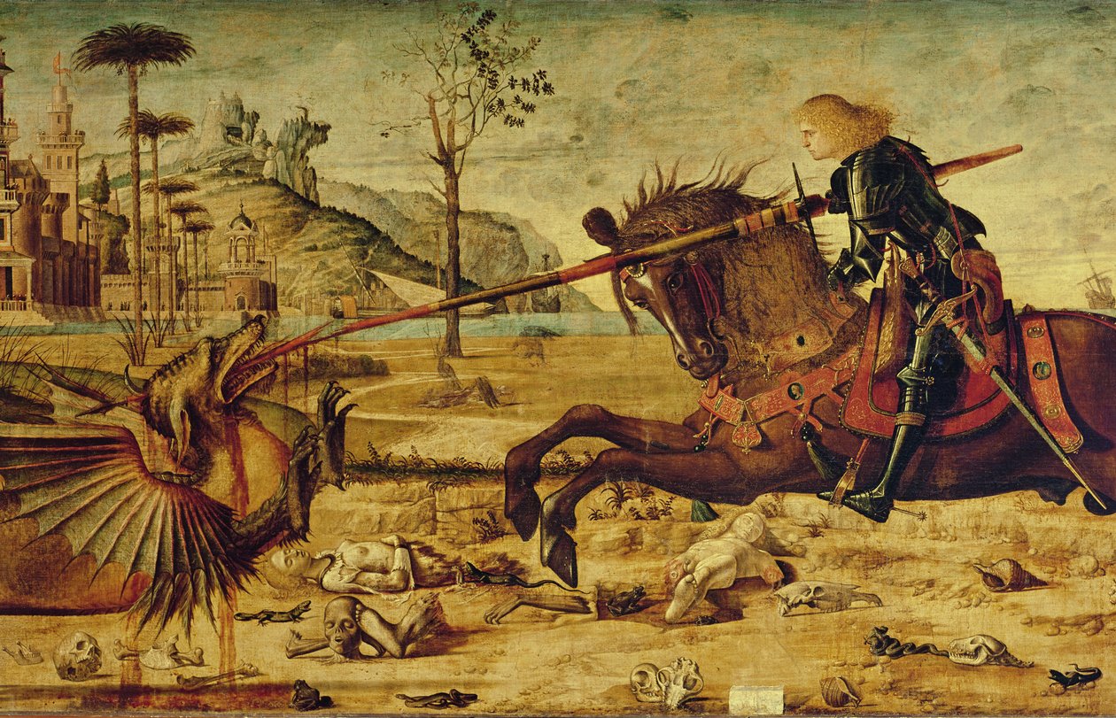 Sárkányt ölő Szent György, 1502-07 (a 428017 részlet) alkotó: Vittore Carpaccio