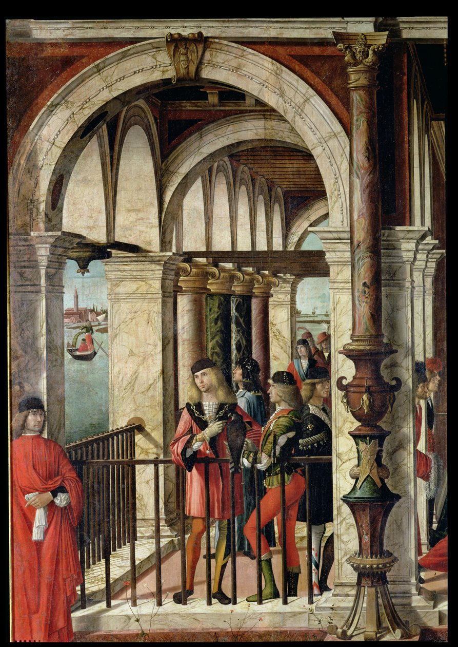 Az angol nagykövetek érkezése, részlet, a Szent Orsolya ciklusból, 1498 olaj, vászon részlet 119435 alkotó: Vittore Carpaccio