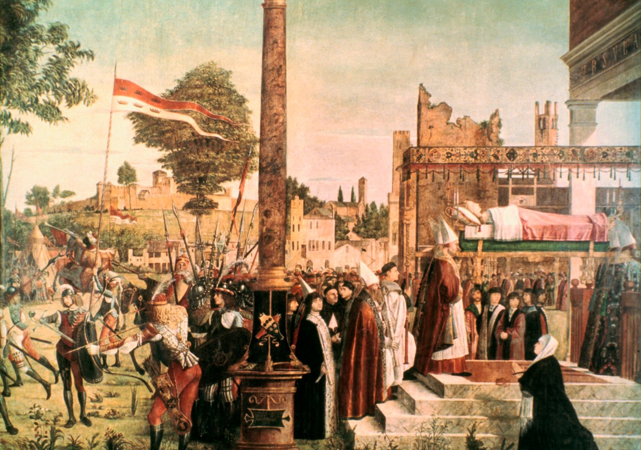 Szent Orsolya legendája: Szent Orsolya vértanúsága és temetése, 1493 alkotó: Vittore Carpaccio