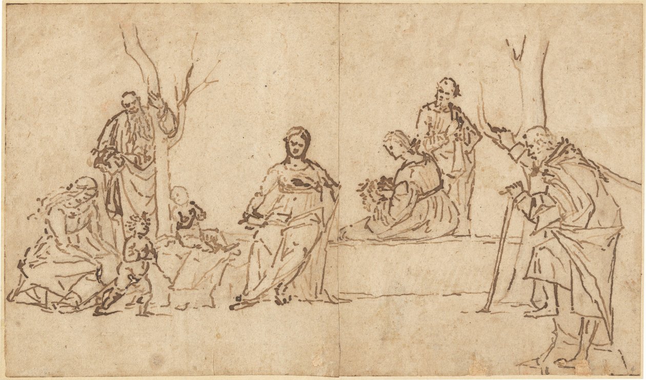Madonna és gyermek szentekkel egy tájban (Sacra Conversazione) alkotó: Vittore Carpaccio