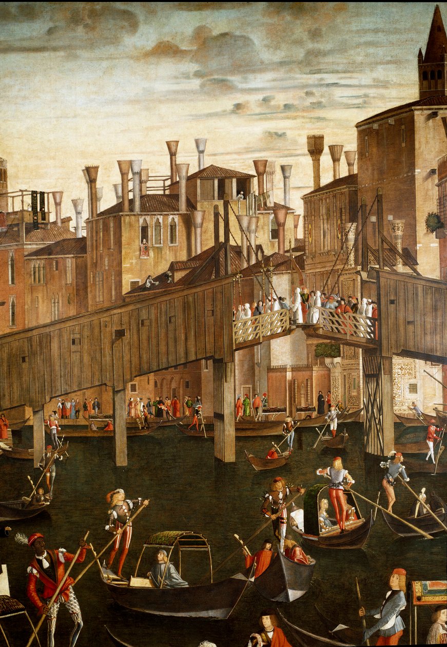 A Szent Kereszt ereklyéjének csodája a velencei Rialto-hídnál, részlet. Vittore Scarpazza dit Vittore Carpaccio festménye (1460-1525) alkotó: Vittore Carpaccio