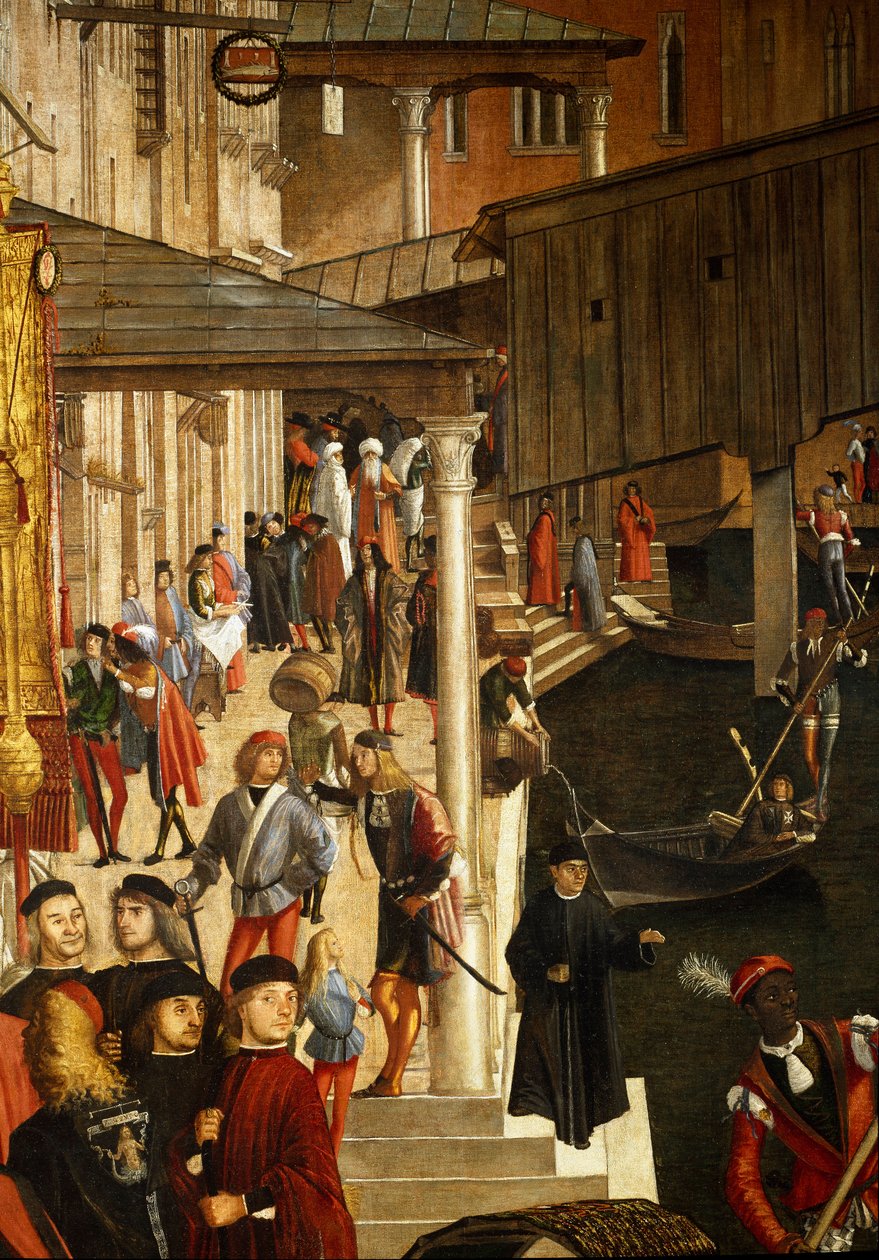 A Szent Kereszt ereklyéjének csodája a velencei Rialto-hídnál, részlet. Vittore Scarpazza dit Vittore Carpaccio festménye (1460-1525) alkotó: Vittore Carpaccio