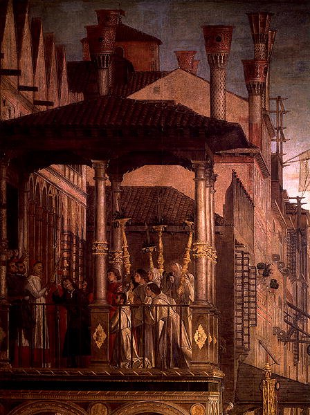 Az Igaz Kereszt ereklyéjének csodája a Rialto-hídon (olaj, vászon) (119437 részlet) alkotó: Vittore Carpaccio